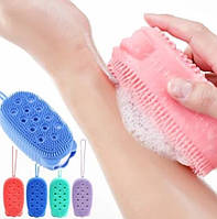 Мочалка масажна bath brush wn-12 щітка для тіла ручна масажу очищення масажердвостороння купання силіконова h