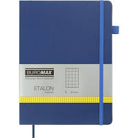 Книга записна Buromax Etalon 190x250 мм 96 листів у клітинку обкладинка зі штучної шкіри Синя (BM.292160-02) h