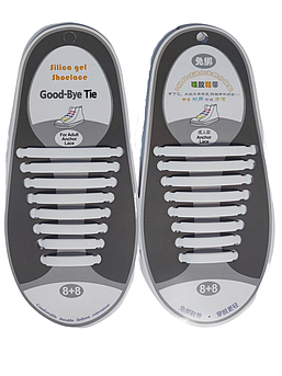 Силіконові антишнурки lazy shoelace ліниві шнурки 8 шт Білі (111537)