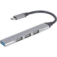 Концентратор Gembird USB-C 4 ports (1xUSB3.1+3xUSB2.0) metal silver (UHB-CM-U3P1U2P3-02) c