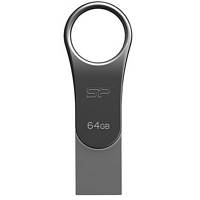 USB флеш наель Silicon Power 64GB Mobile C80 Silver USB 3.2 (SP064GBUC3C80V1S) c