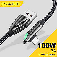 Телефонный кабель USB type A USB type C 90 ° 1 м плетеный с функцией быстрой зарядки