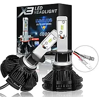 Автолампы LED X3 H11 комплект ламп Лед лампы фары Светодиодная лампа для авто l