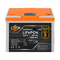 Аккумулятор LP LiFePO4 12V (12,8V) - 100 Ah (1280Wh) (BMS 80A/40А) пластик LCD для ИБП h