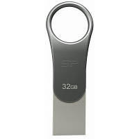 USB флеш наель Silicon Power 32GB Mobile C80 Silver USB 3.2 (SP032GBUC3C80V1S) c