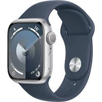 Смарт-часы Apple Watch Series 9 GPS 41mm Silver Aluminium Case with Storm Blue Sport Band - M/L (MR913QP/A) h