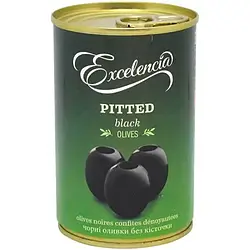 Оливки Excelencia  чорні без кісточки жб 314 мл