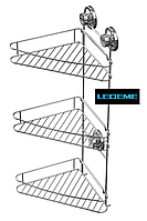 Нержавіюча Полиця 23х23 см (на вакуумних присосках) LEDEME LM3728-3 (три яруси)