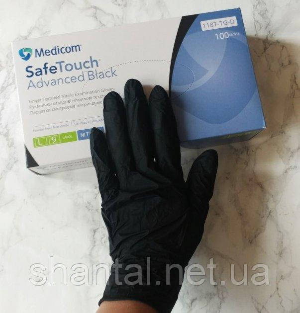 Рукавички НІТРИЛОВІ ТМ Medicom SafeTouch Advanced без пудри, р. XS (чорні), 3.3 гр