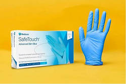 Рукавички НІТРИЛОВІ ТМ Medicom SafeTouch Advanced Slim без пудри, р. M (БЛАКИТНІ), 3гр