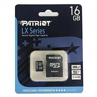 Карта пам'яті MicroSDHC (UHS-1) Patriot LX Series 16Gb class 10 (+adapter SD) | МікроСД карта на 16 Гб