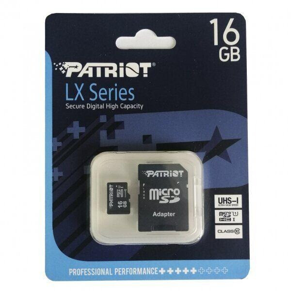 Карта пам'яті MicroSDHC (UHS-1) Patriot LX Series 16Gb class 10 (+adapter SD) | МікроСД карта на 16 Гб