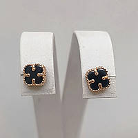 Золоті сережки пусети з оніксом Ukr-Gold