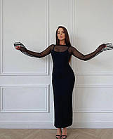 Платье женское с сеткой вискоза 42-46 универс (2цв) "BlaBlaDress" недорого от прямого поставщика
