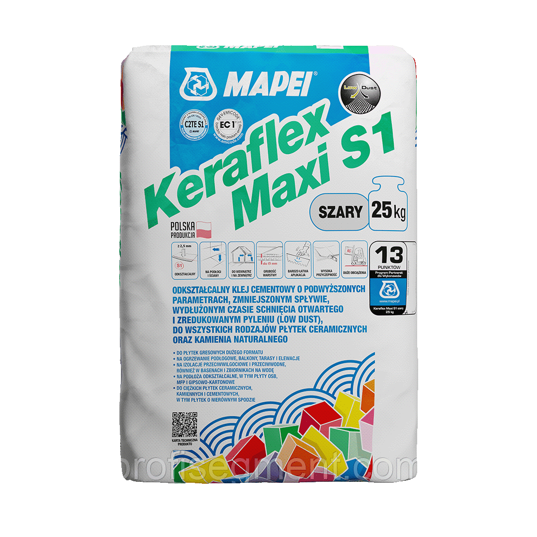 Високопродуктивний деформативний клей (від 3 до 15 мм) Mapei Keraflex Maxi S1 Grey/Сірий 25 кг.Харків