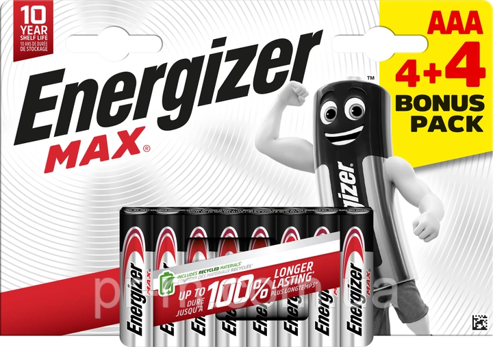 Батарейка Energizer MAX AAA LR03 8 шт. на блістері