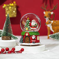 Куля новорічна декоративна Дед Мороз, що світиться з музикою, з песиком 13990 12х8 см h