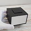 Чорна подарункова коробка для наручного годинника з чорним квадратом, чорна подушка, фото 3