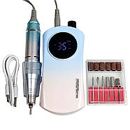 Фрезер для манікюру на акумуляторі блакитний 35000 обертів Nail Drill ZS 237 манікюрний фрезер 30W, фото 4