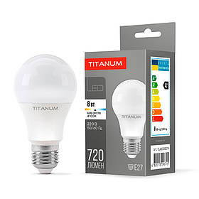 LED лампа TITANUM A60 8W E27 4100K