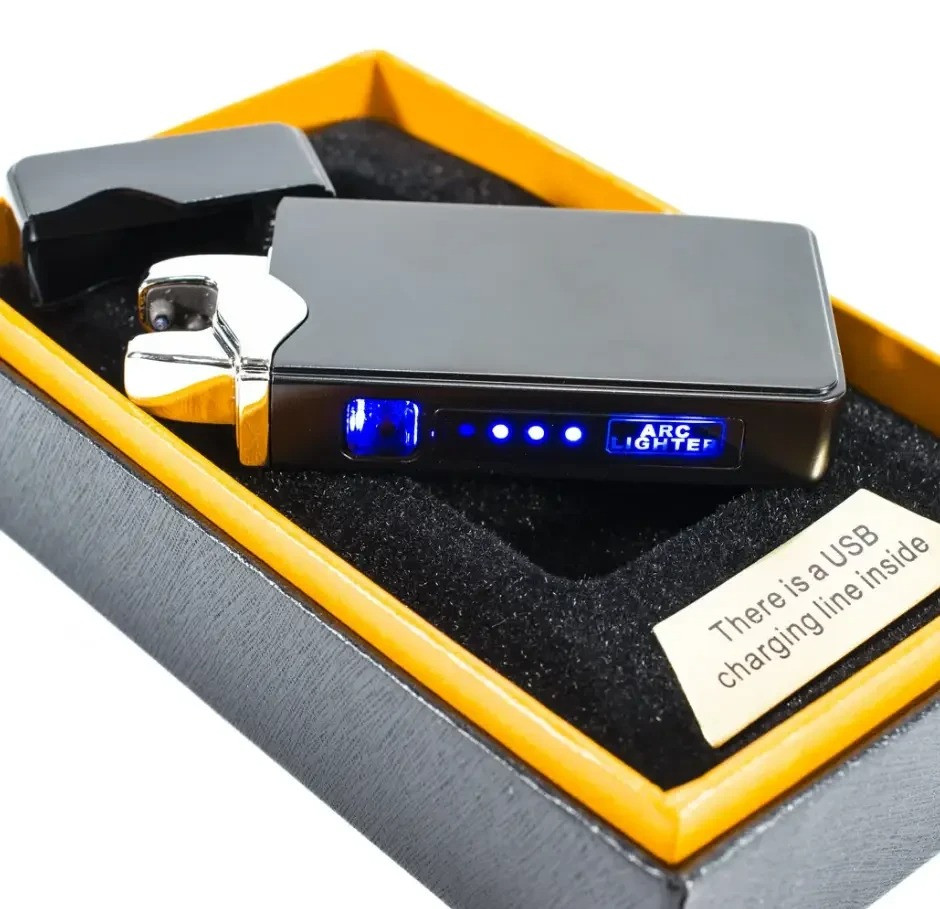 Імпульсна запальничка Lighter Classic USB 315 Чорна електро-імпульсна запальничка, дугова запальничка