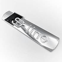 Емблема для решітки радіатора S-line AUDI (Ауді) - Чорний Хром 72 х 16 мм, фото 2