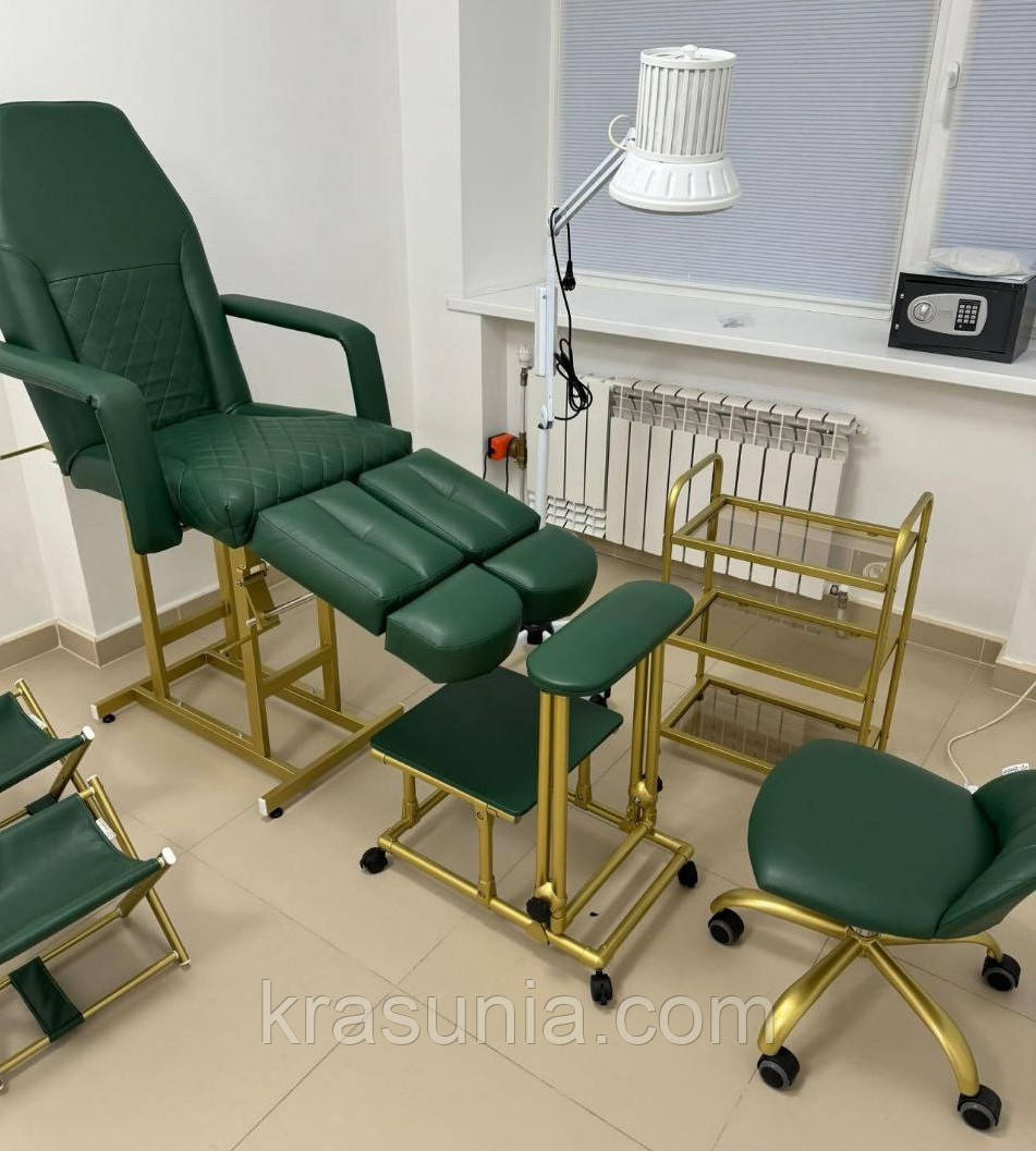 Педикюрне крісло з підставкою Tertio, візком, стільчиком та підставкою для сумки
