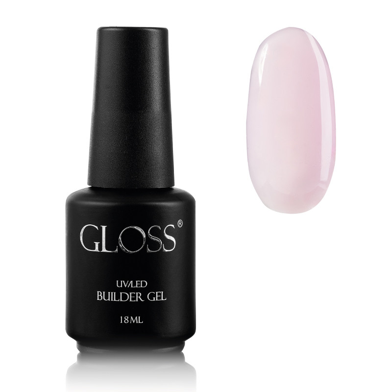 Однофазний гель з пензлем Builder Gel GLOSS Pale Pink, 18 мл