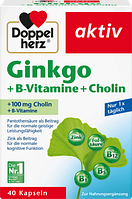 Doppelherz Ginkgo + B-Vitamine + Cholin Kapseln Капсули для підтримки розумової працездатності 40 шт.