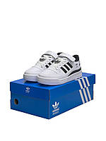 Женские кроссовки Adidas Originals Forum 84 Low New All White Black (Белые) Адидас Форум кожаные демисезон