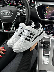 Жіночі та чоловічі кросівки Adidas Originals Forum 84 Low White Black Білі з чорним Взуття Адідас Форум шкіра замш демісезон