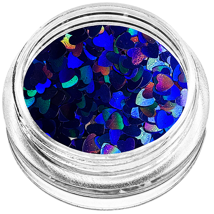 Серце конфеті для декору синє голограма, фото 1