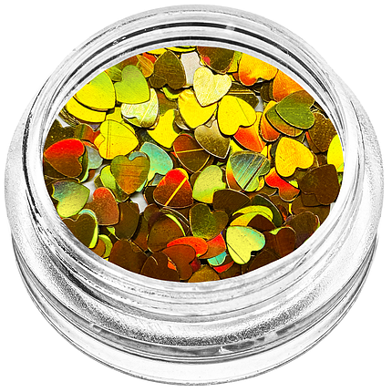 Серце конфеті для декору голограмне золото, фото 1