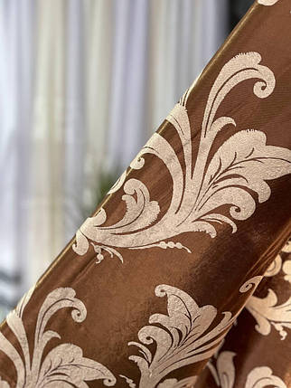 Штора Вензеля двохстороння коричневий з золотом, фото 1