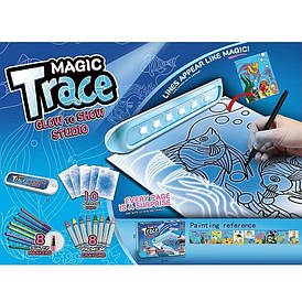 Трафарет для малювання "Підводний світ" D 8237 (8 фломастерів, 8 олівців, 10 аркушів з шаблонами, лампа з підсвічуванням)