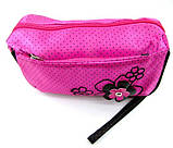 Косметичка об'ємна ,прямокутна з ручкою, декор квіти рожева, фото 2