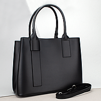 Сумка женская шопер кожаная Virginia Conti 02816_L большая с 2 ручками черная