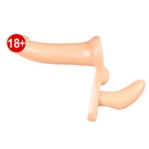 Подвійний страпон реалістичний , бежевий, 26.7 х 3.8 см