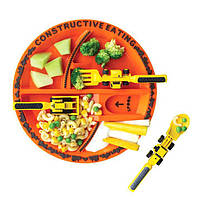 Дитячий сервіз, тарілка і прибори для дитини, ігрова тарілка, виделка, ложка і ківш для їжі Код 00-0169