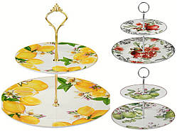 Фруктівниця 2х ярусна порцелянова Мікс