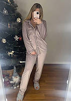 Женская теплая пижама на пуговицах из велюра на коттоне размеры 42-52