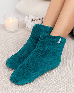 Капці-чобітки домашні махрові Темно-бірюзовий