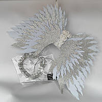 Крылья ангела белые с серебром нимб серебряный крылья Украшение крила янгола