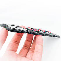 Емблема наліпка „Гуркітливий кролик" GTI Racig VW (Фольцваген) - Червоний+Чорний+Хром 160x36 мм, фото 5