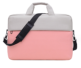 Сумка для ноутбука двокольорова 17.3" захистна сумка під ноутбук та документи 17 дюймів на ремені Рожева УЦІНКА