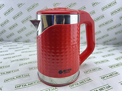 Чайник електричний з нержавіючої сталі 2,2л 2000Вт BITEK BT-3118 червоний-