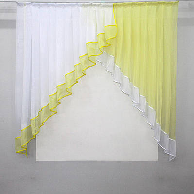 Кухонний комплект на карниз 1,5м. Колір білий з лимонним. Код 023к 52-0400