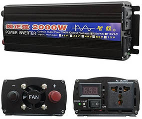 Інвертор перетворювач напруги 12 V 1000 W (2000W) чистий синус