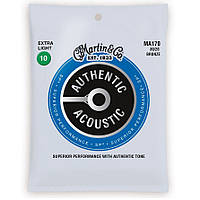 Струны для акустической гитары Martin MA170 80/20 Bronze Extra Light Acoustic Guitar Strings 10/47