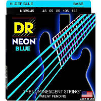 Струны для бас-гитары DR NBB5-45 Hi-Def Neon Blue K3 Coated Medium Bass Guitar 5 Strings 45/125